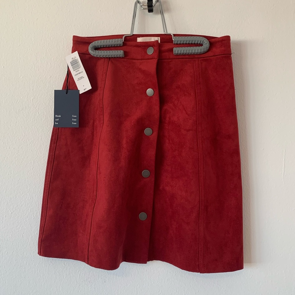 NWT Wilfred Red Suede Skirt